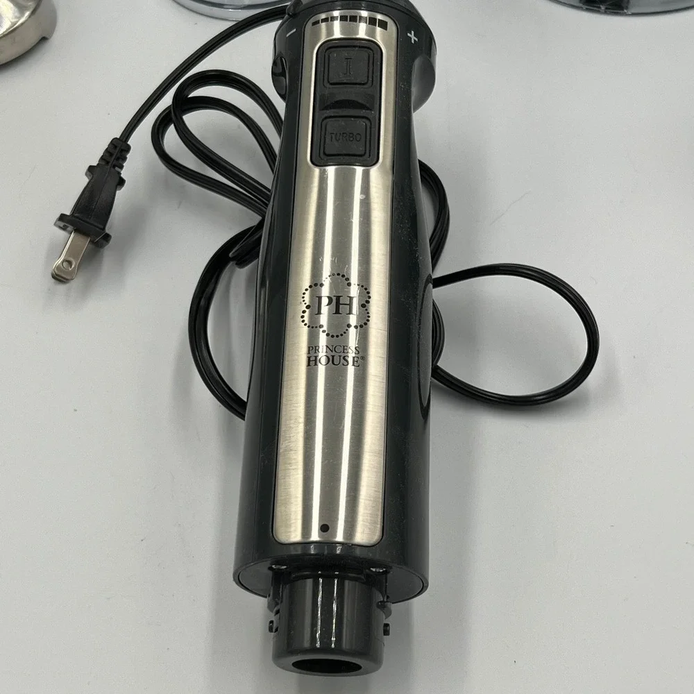 Princess House Vida Sana Immersion Blender 4-in-1 Set Black Silver NWOT 5594